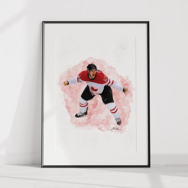 Sidney Crosby Team Canada Hockey 2010 Olympics Golden Goal Painting Digital Print PDF Printable Artwork Downloadable Watercolor Instant Art