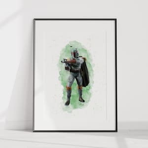 Book of Boba Fett Digital Water Color Painting. Downloadable Art Print