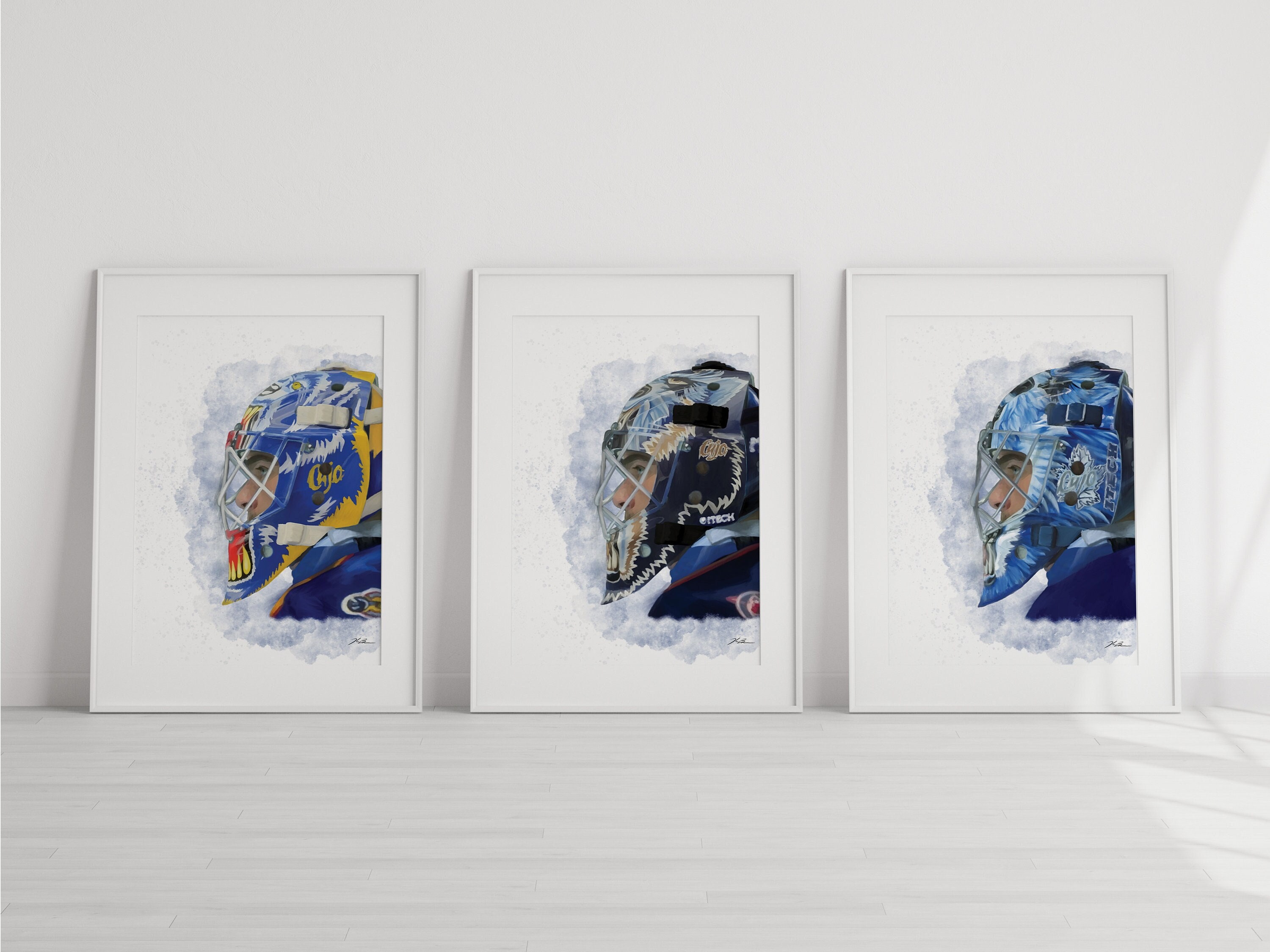 3 PACK Curtis Joseph Cujo Goalie Mask Toronto Digital Print PDF Printable Artwork Art Downloadable Watercolor Painting Instant Wall Decor