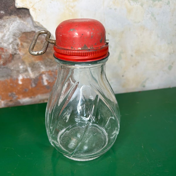 1940s Hazel Atlas Glass Nut Chopper With Red Metal Lid