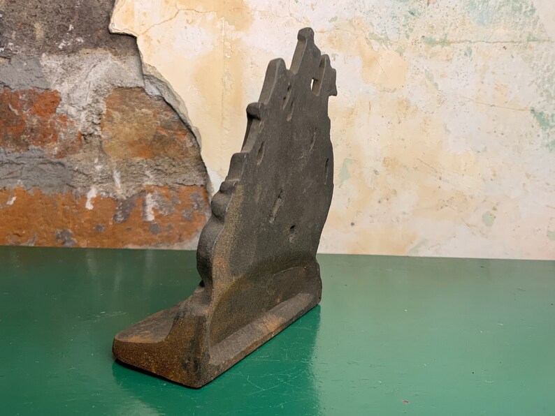 Vintage Cast Iron Spanish Galleon Ship Bookend Copper Patina, Naval