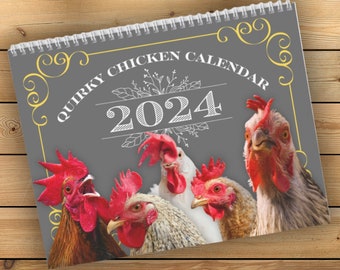 Chicken Calendar - Backyard Farming - Urban Farming - Farming Present - Hen House - Chicken Coops - Unique Calendar - Wall Calendar 2024