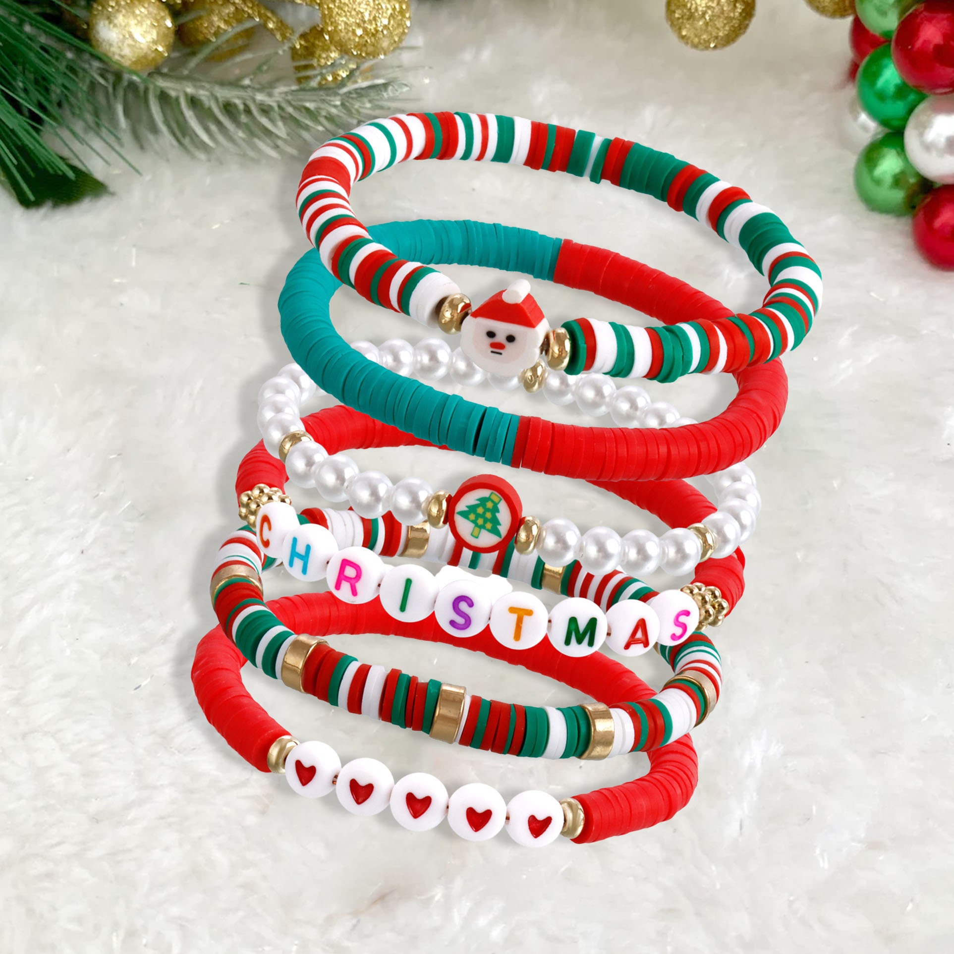 Religious Christmas Beaded Bracelets - 12 Pc.