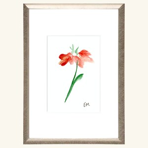 ORANGE FLOWER Watercolor Painting, Botanical Art, Floral, Vase, Potted Plant, Green, Original Art, Beautiful Art, Wall Art, Flower, Artwork