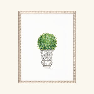 POTTED PLANT  Watercolor Painting, Botanical Art, Floral, Vase, Potted Plant, Green, Original Art, Digital Art, Wall Art