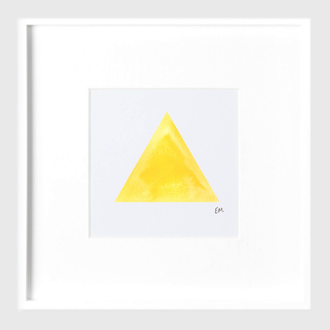 YELLOW TRIANGLE WATERCOLOR Art, Shapes, Artwork, Wall Art, Nursery Art