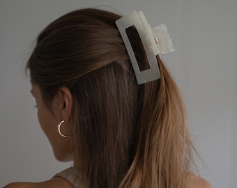 Pince à cheveux durable en marbre | Pince à cheveux | Accessoires pour cheveux | Pince à cheveux grande | Pince à cheveux minimaliste en acétate de cellulose