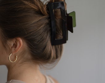 Sustainable hair clip in black | Hair clip | Hair accessories | Large hair clip | Cellulose acetate Minimalist hair clip