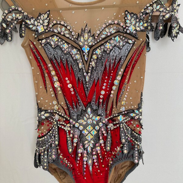 Yellow Dance Leotard For Competition & Practice Hand-sewn