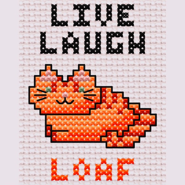 Kat - Live Laugh Loaf Cross Stitch PATROON ALLEEN