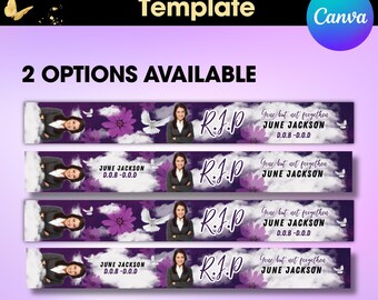 Purple Memorial Ribbon Template | Death Announcement Design (Digital Download)