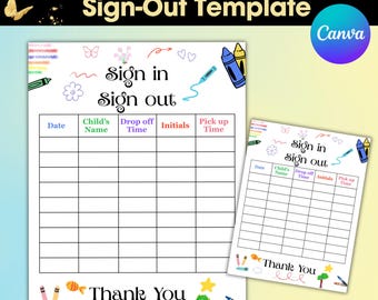Crayons Sign In/Out Sheet, Daycare Printable Form (Editable PDF Download