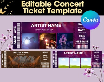 Editable Concert Ticket Template, Custom Music Event Pass (Digital Download)