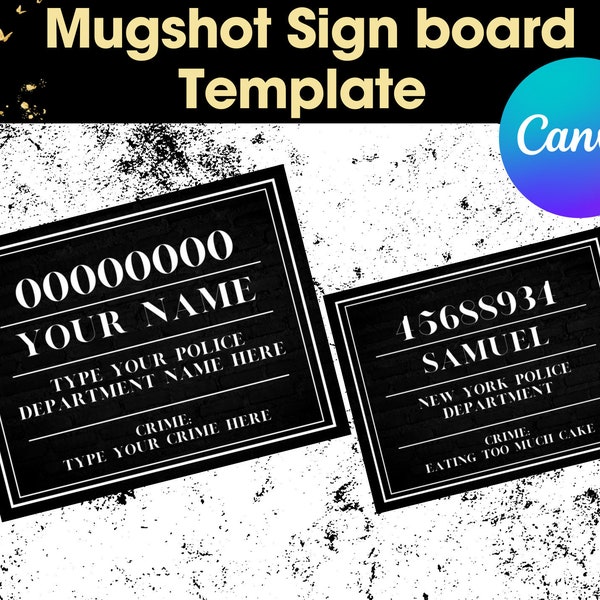 Mugshot Sign Board - Photo Booth Prop - Mug Shot - Police Party, Murder Mystery, Cops & Robbers, Stag, Spy - INSTANT DOWNLOAD - EDITABLE