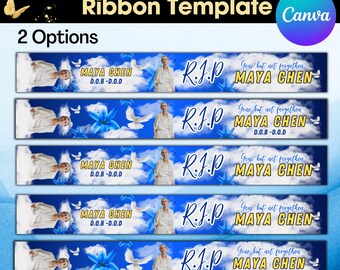 Blue Memorial Ribbon Template | Death Announcement Design (Digital Download)