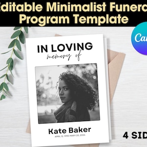 Minimalist Funeral Program Template Simple Funeral Memorial program Printable Order of Service Funeral Service foldable Celebration of life