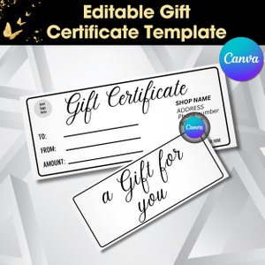 Editable Gift Certificate Template, Printable Gift Voucher, Editable Gift Certificate, Printable Gift Card, Small Business Supplies