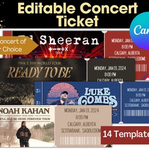Editable Concert Ticket Template, Custom Concert Ticket Gift, Surprise Printable Concert Tickets Gift Idea, DIY Event Ticket, Canva Template