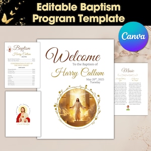Editable LDS Baptism Program Canva Template | LDS Girl & Boy Baptism Program | Printable Baptism Program | LDS Baptism Keepsake