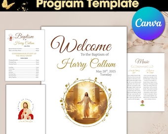 Plantilla editable para programa de bautismo SUD, diseño de Canva (descarga digital)