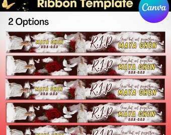 Maroon Memorial Ribbon Template | Canva Editable (Digital Download)
