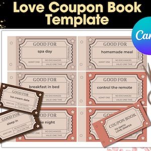 Love Coupon Book Printable pdf, Editable Love Coupons Couple Coupons, Gift for him gift for her, Birthday gift, Anniversary Gift Printable