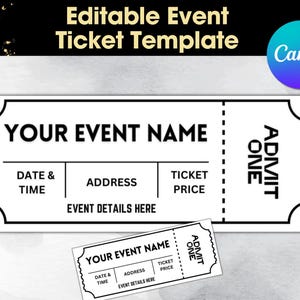Bearbeitbares Ereignisticket, Ereignisticket-Ausdrucke, bearbeitbare Ereignisticketvorlage zum Ausdrucken, DIY-Veranstaltungsticket, Ticketvorlage