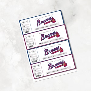 Atlanta Braves Ticket Gift Template, Baseball Ticket, Ticket Template ...