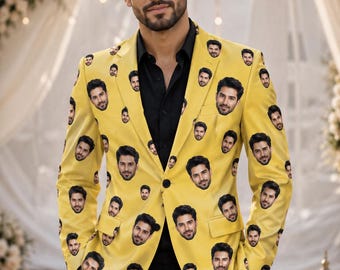 Personalized Suit Custom Blazer for Men All Over Print Personalized Casual Suit Blazer with Pockets Sports Coat Jacket Fashion