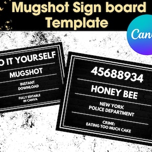 Mugshot Sign Board Template, Funny Mugshot Sign, Police Lineup Prop, Jail Photo Booth, Editable Crime Scene Party Sign, DIY Mugshot