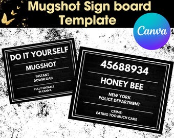 Funny Mugshot Sign Board Template, Editable Crime Scene Photo Booth (Digital Download)