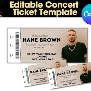 Konzerttourneeticket-Vorlage, bearbeitbarer Musikveranstaltungspass, anpassbares Ticketdesign, druckbares Konzertandenken, digitaler Download