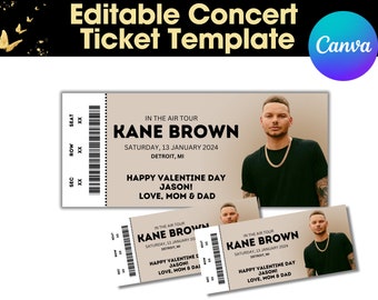Concert Tour Ticket Template, Editable Music Event Pass, Customizable Ticket Design, Printable Concert Keepsake, Digital Download