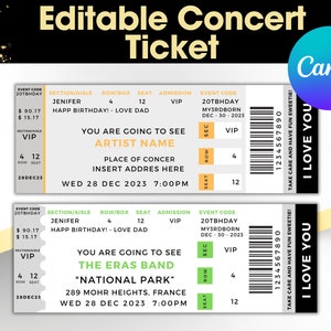 Ticketmaster Ticket | Concert Ticket Template | Surprise Concert Tickets | Birthday Gift | Custom Event Ticket | Gift for her/him