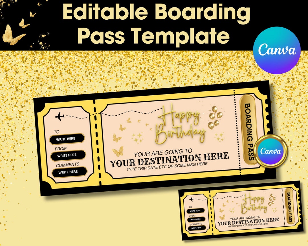 Printable Birthday Boarding Pass Ticket, Editable Surprise Trip ...