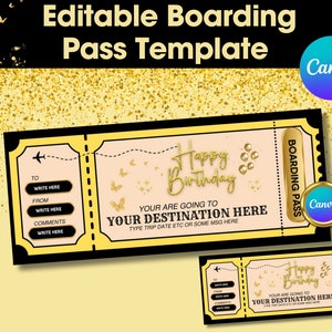 Printable Birthday Boarding Pass Ticket, Surprise Boarding Pass Ticket, Template, Editable Gift Ticket, Trip Ticket, Instant Download