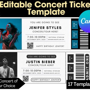 Editable Concert Ticket Template, Custom Concert Ticket Gift, DIY Event Ticket, Surprise Printable Concert Tickets Gift Idea, Canva Template