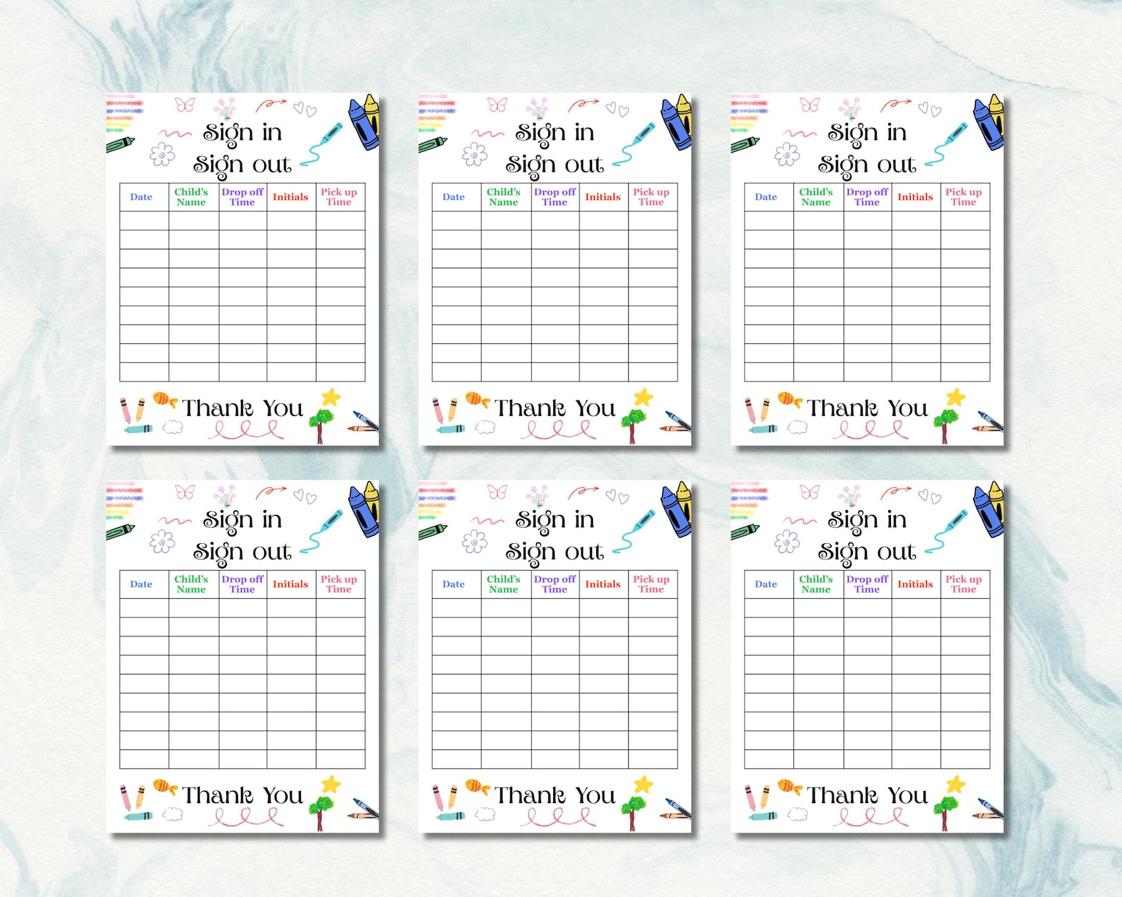 Crayon Sign In Crayons Sign In/out Sheet, Daycare Printable Form (editable PDF ...
