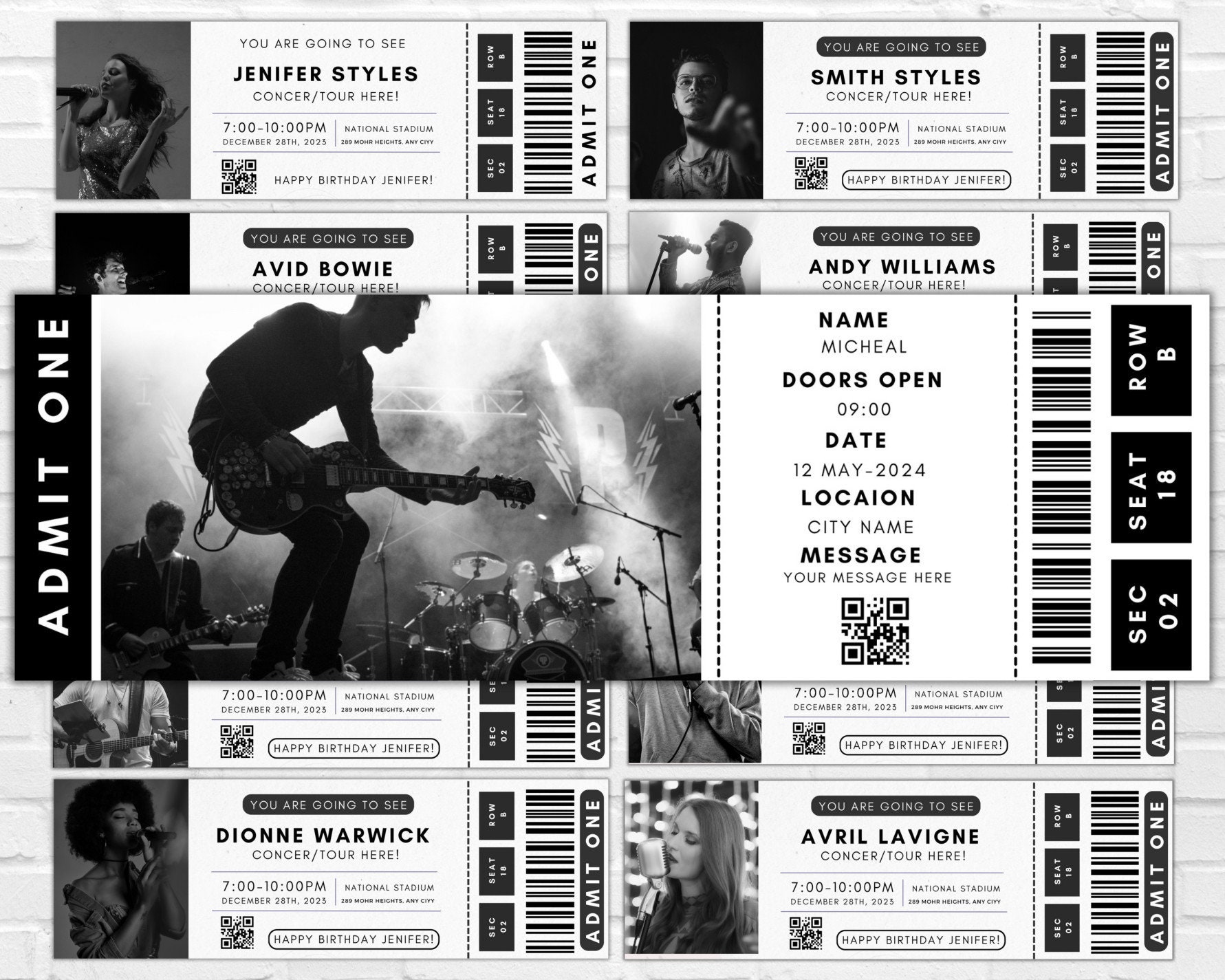 Editable Concert Ticket Template, Custom Concert Ticket Gift, DIY Event ...