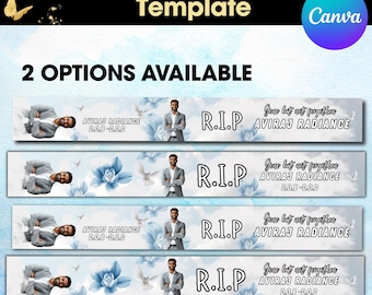 Lintsjabloon begrafenis, RIP-overlijdensaankondiging (canva, direct downloaden)
