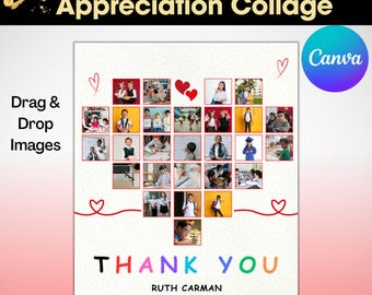 Heart Teacher Photo Collage, Custom Thank You Gift (Canva Template)