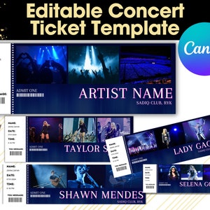 Editable Concert Ticket Template, Custom Concert Ticket Gift, Surprise Printable Concert Tickets Gift Idea, DIY Event Ticket, Canva Template