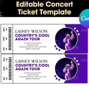 Bearbeitbares Konzertticket, Lainey kunst, Countrys Cool Wieder bearbeitbares personalisiertes Ticket, bearbeitbares Konzertticket