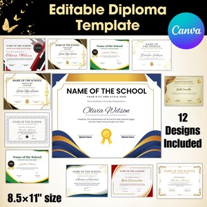 Printable High School Diploma Template | Homeschool Diploma Certificate | Editable Diploma Replica | Instant Download PDF