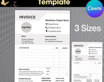 Editable Business Invoice Template, Canva Custom Order Form (Digital Download A4/Letter/A5 Size)