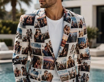 Personalized Suit Custom Blazer for Men All Over Print Personalized Casual Suit Blazer with Pockets Sports Coat Jacket Fashion