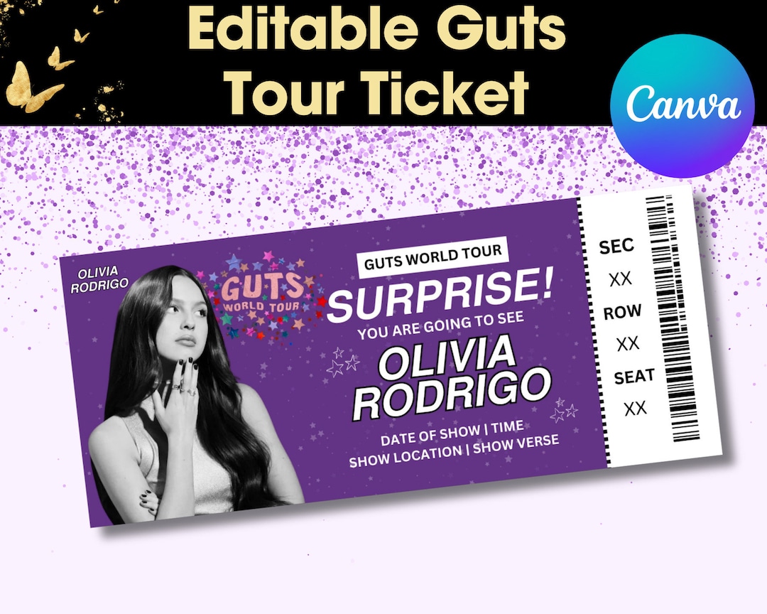 Guts Tour Ticket, Olivia Rodrigo Tour Ticket, Guts World Tour, Concert Ticket, Concert Ticket