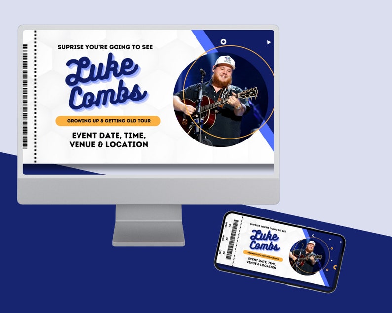 Luke Combs Tour 2024 Ticket, Growin' up and Gettin' Old Tour, Luke