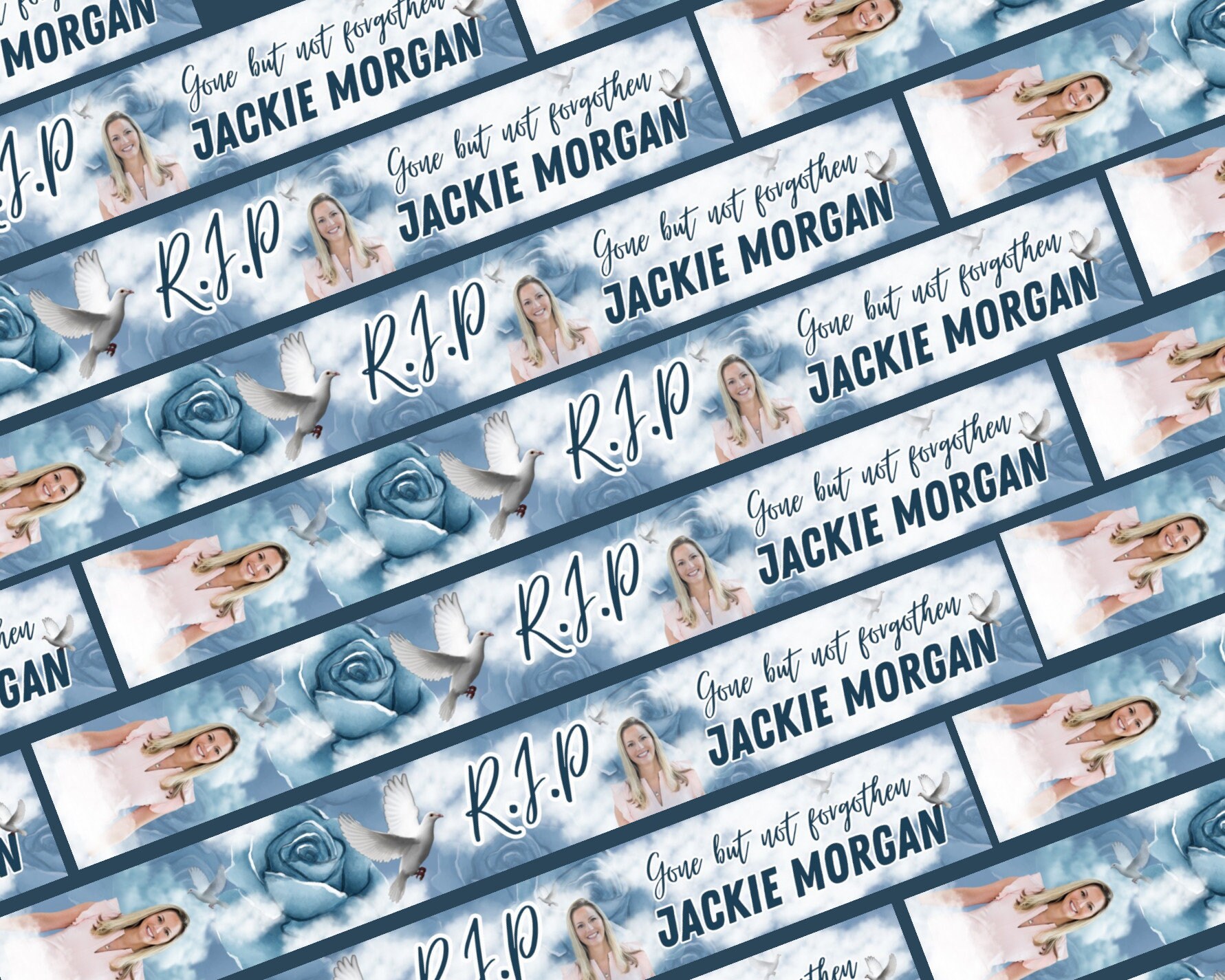 Memorial Ribbon Template, Funeral Announcement (canva Template, Instant ...