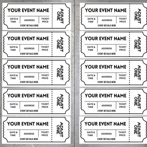 Editable Event Ticket Template, DIY Printable Ticket (digital Download ...